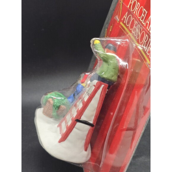 Vtg Caldor Share the Joy Village Accessorie Man On Ladder Raising Star With Boy - Picture 3 of 7